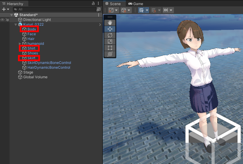 unity 服が体に 貫通